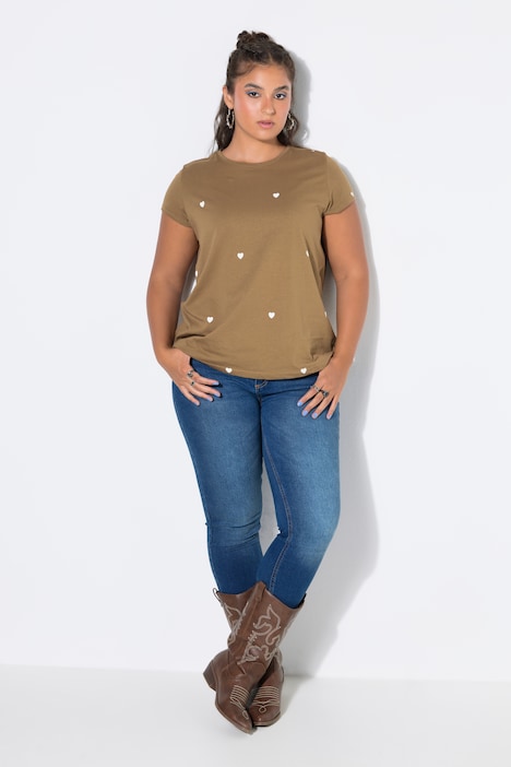 T-shirt, ronde hals, hartjes