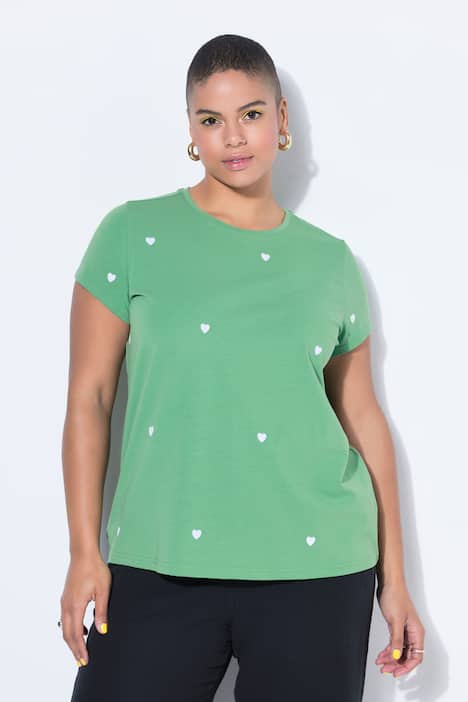 T-shirt à col rond, avec cœurs