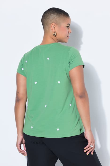 T-shirt à col rond, avec cœurs