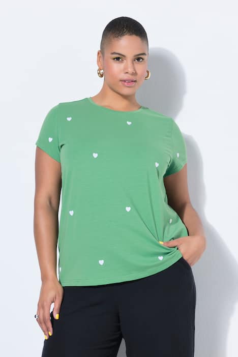 T-shirt à col rond, avec cœurs