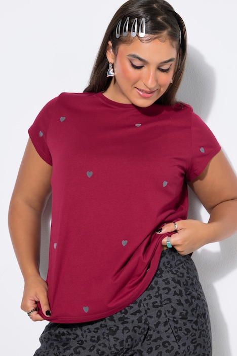 T-shirt, ronde hals, hartjes