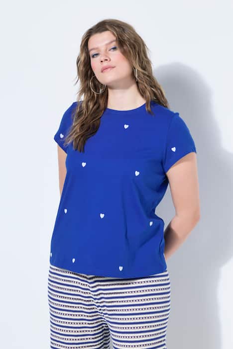 T-shirt, ronde hals, hartjes