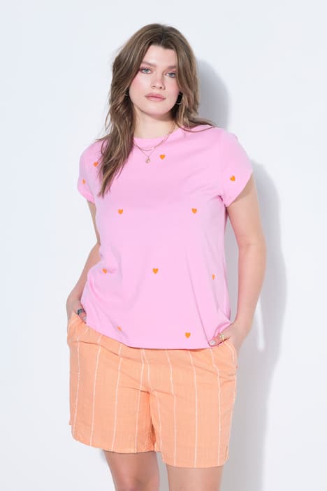 T-shirt, ronde hals, hartjes