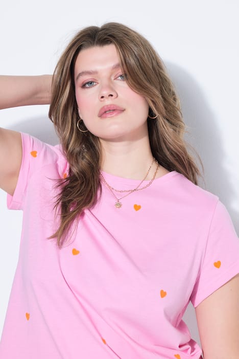 T-shirt, ronde hals, hartjes