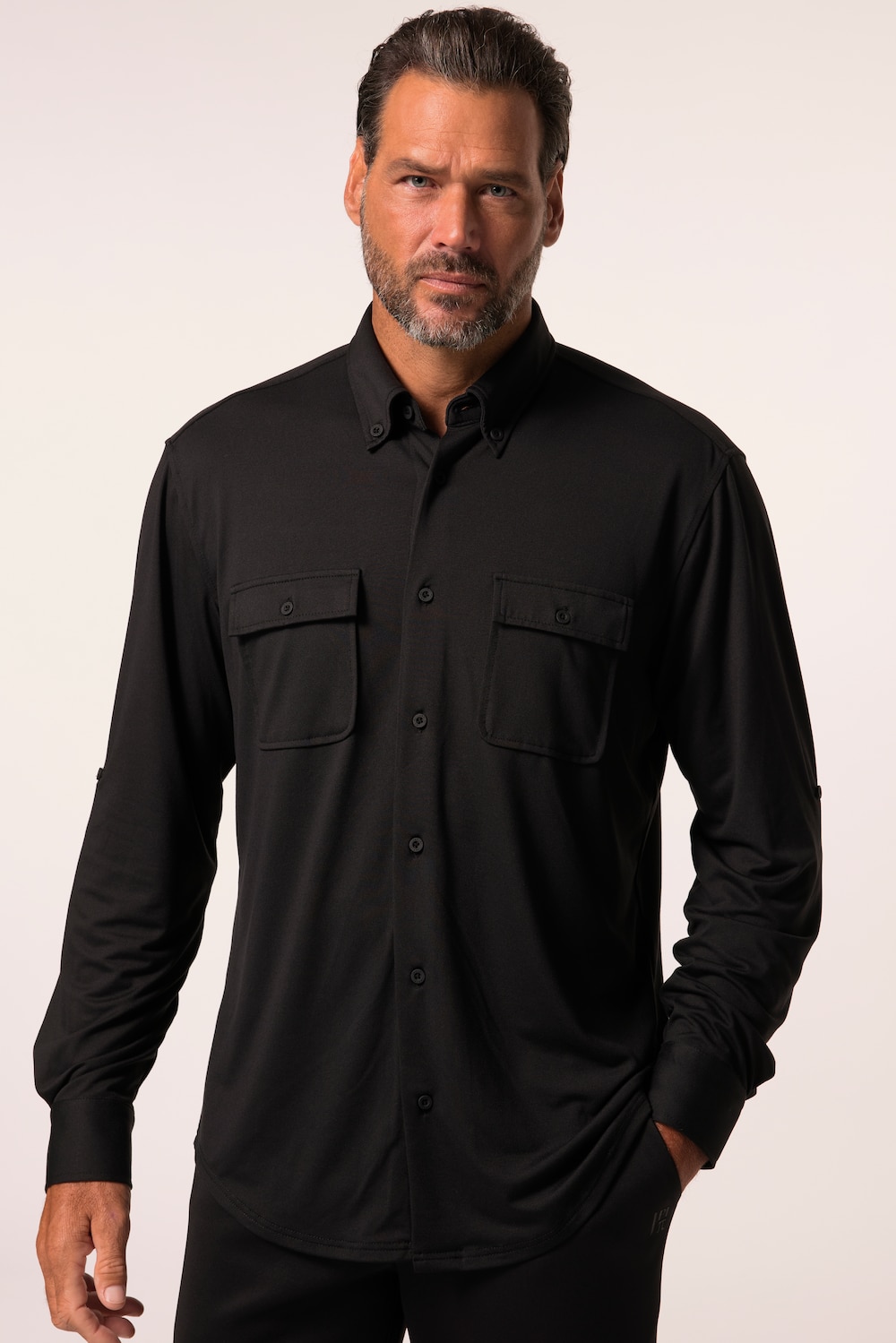 Stora storlekar Skjorta, Her, svart, storlek: 6XL, Polyester/Elastan, JAY-PI