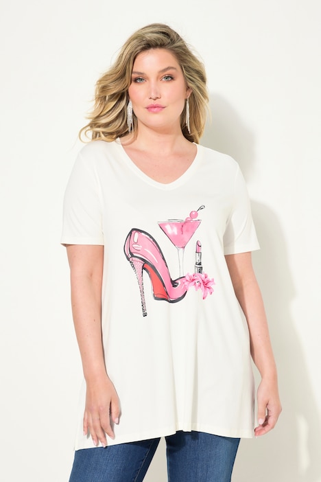 T-Shirt, A-Linie, Pumps-Motiv, Halbarm