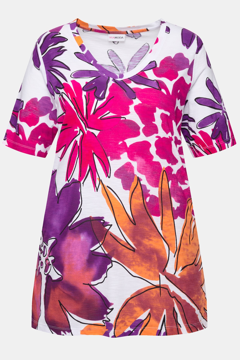 Stora storlekar T-shirt, Dam, rosa, storlek: 42, Viskos/Bomull, Mia Moda