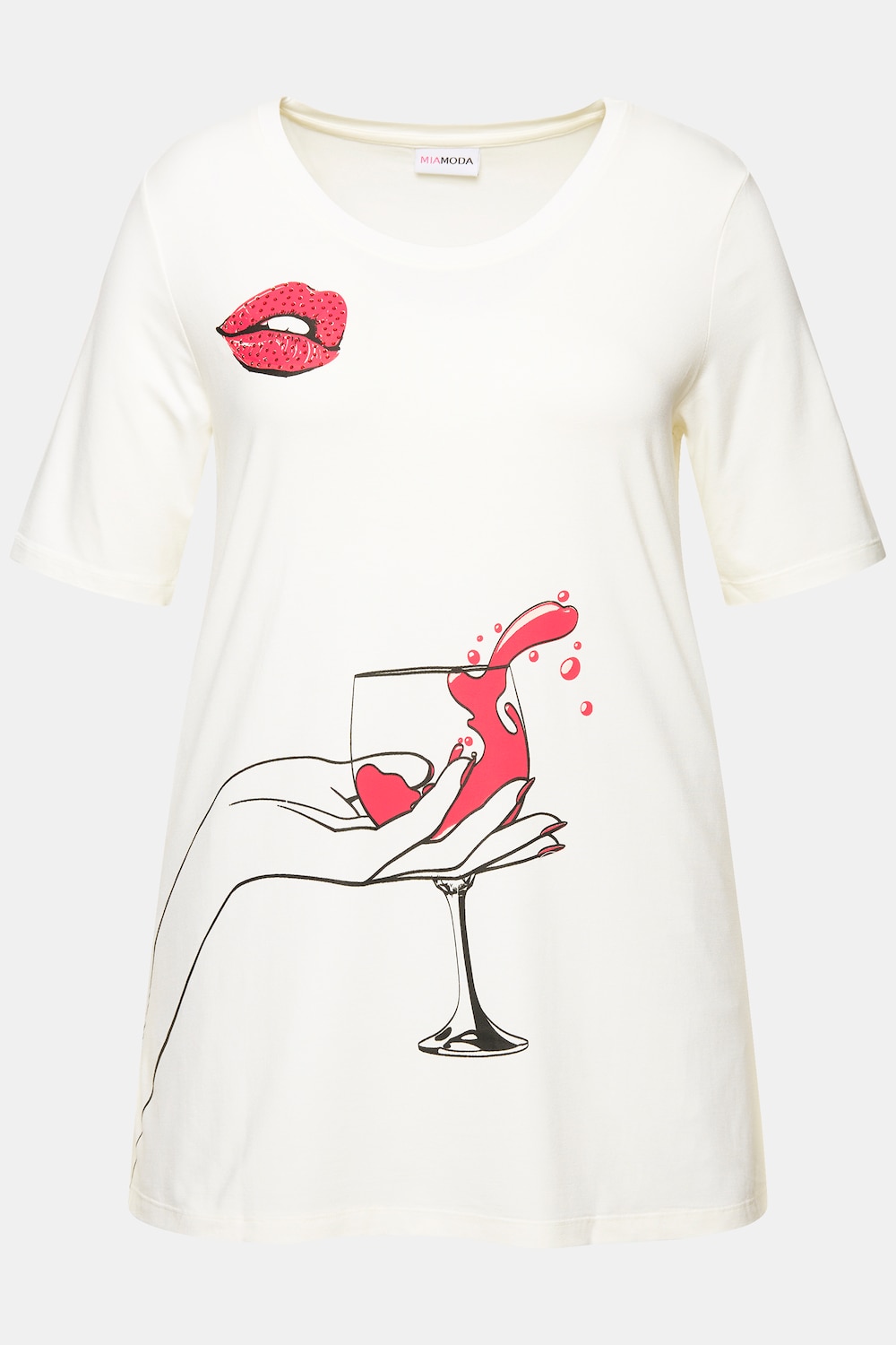 Stora storlekar T-shirt, Dam, vit, storlek: 52, Viskos, Mia Moda