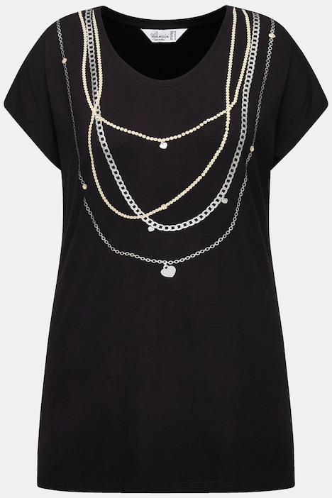 A-Line Half-Sleeve Chain Print T-Shirt