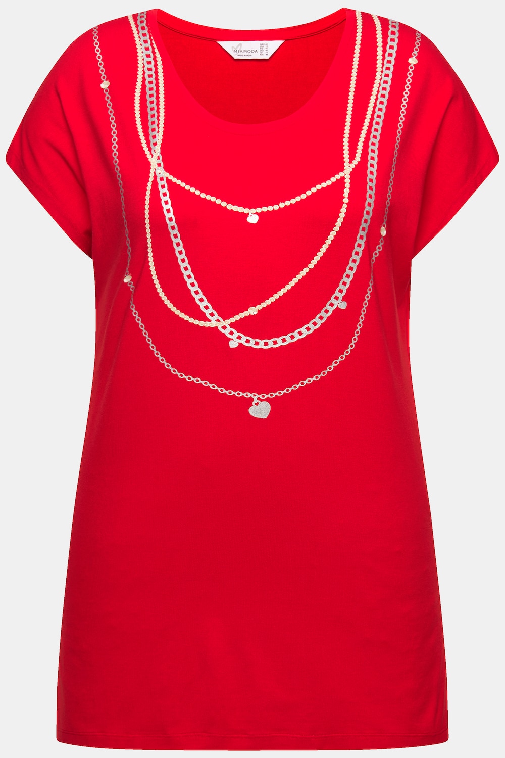 Stora storlekar T-shirt, Dam, röd, storlek: 44, Viskos, Mia Moda