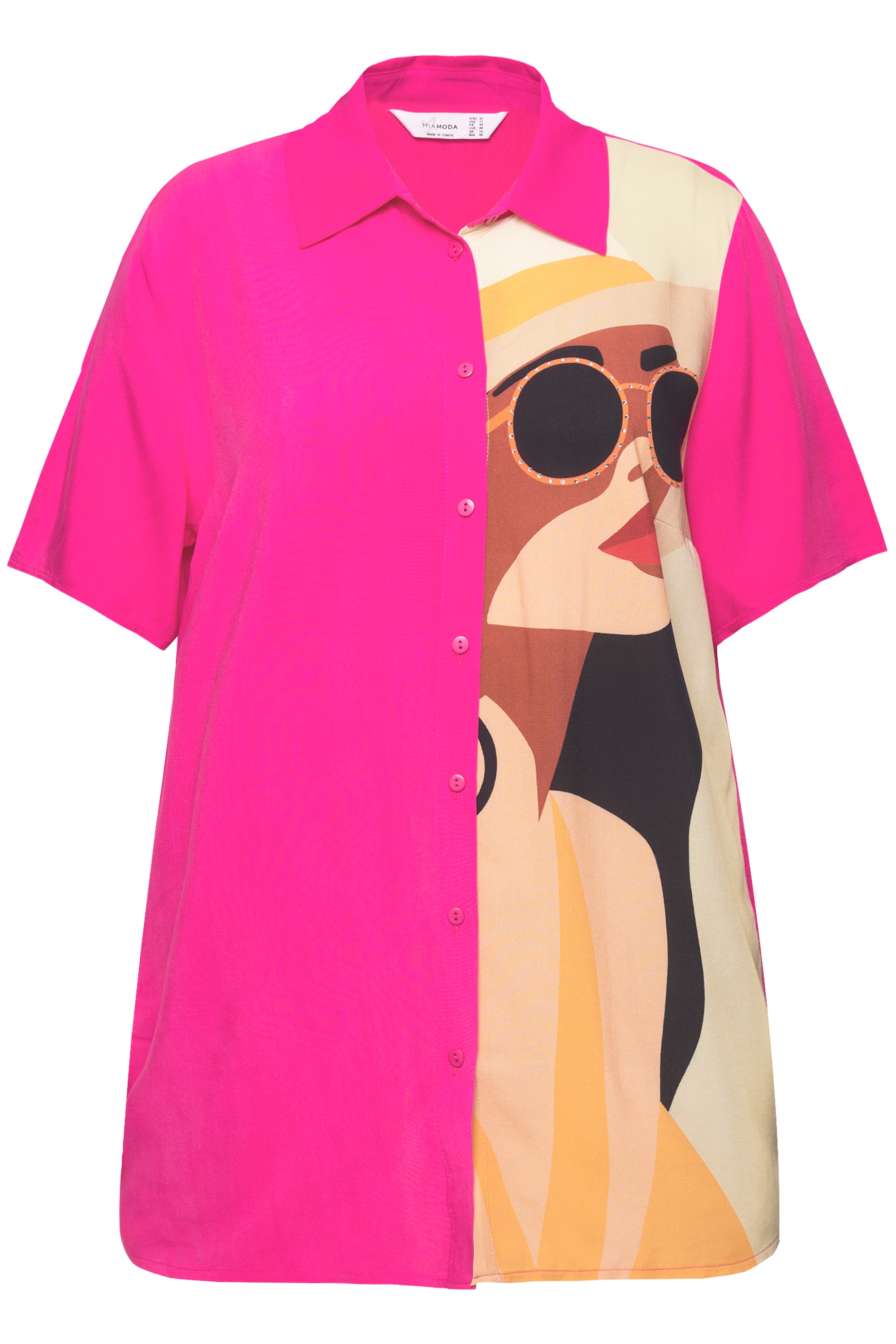 MIAMODA Damen große Größen Bluse A Linie Frauen Motiv Halbarm 833816