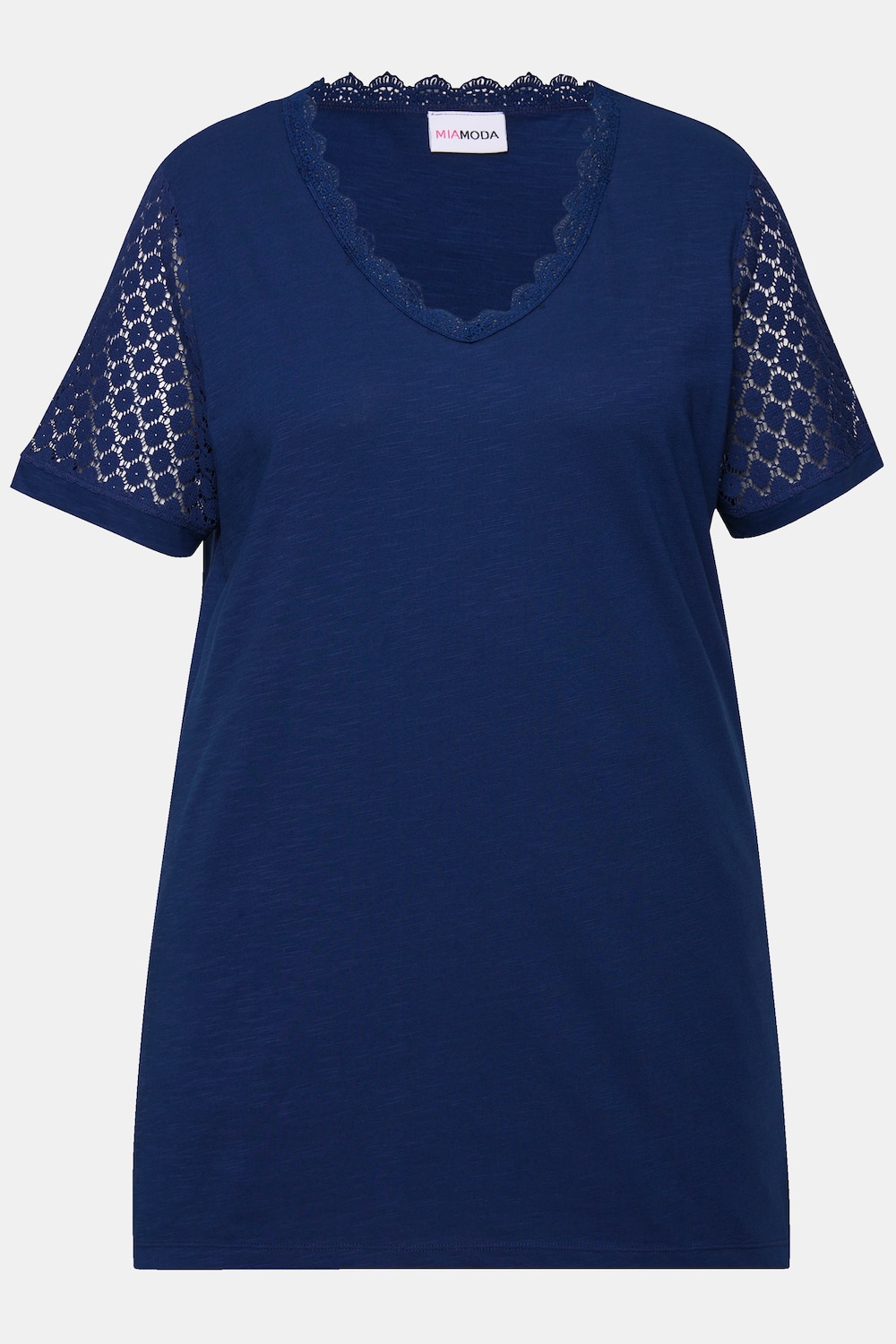 Stora storlekar T-shirt, Dam, blå, storlek: 44, Bomull, Mia Moda