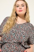 Bluseskjorte, oversized, blomstertrykk, V-hals