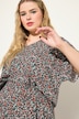 Bluseskjorte, oversized, blomstertrykk, V-hals