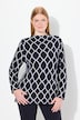 Jacquard-sweater, strikprikker, høj krave, lange ærmer