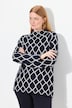 Jacquard-sweater, strikprikker, høj krave, lange ærmer
