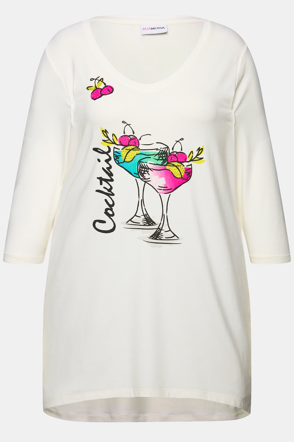 Stora storlekar T-shirt, Dam, vit, storlek: 50, Viskos, Mia Moda