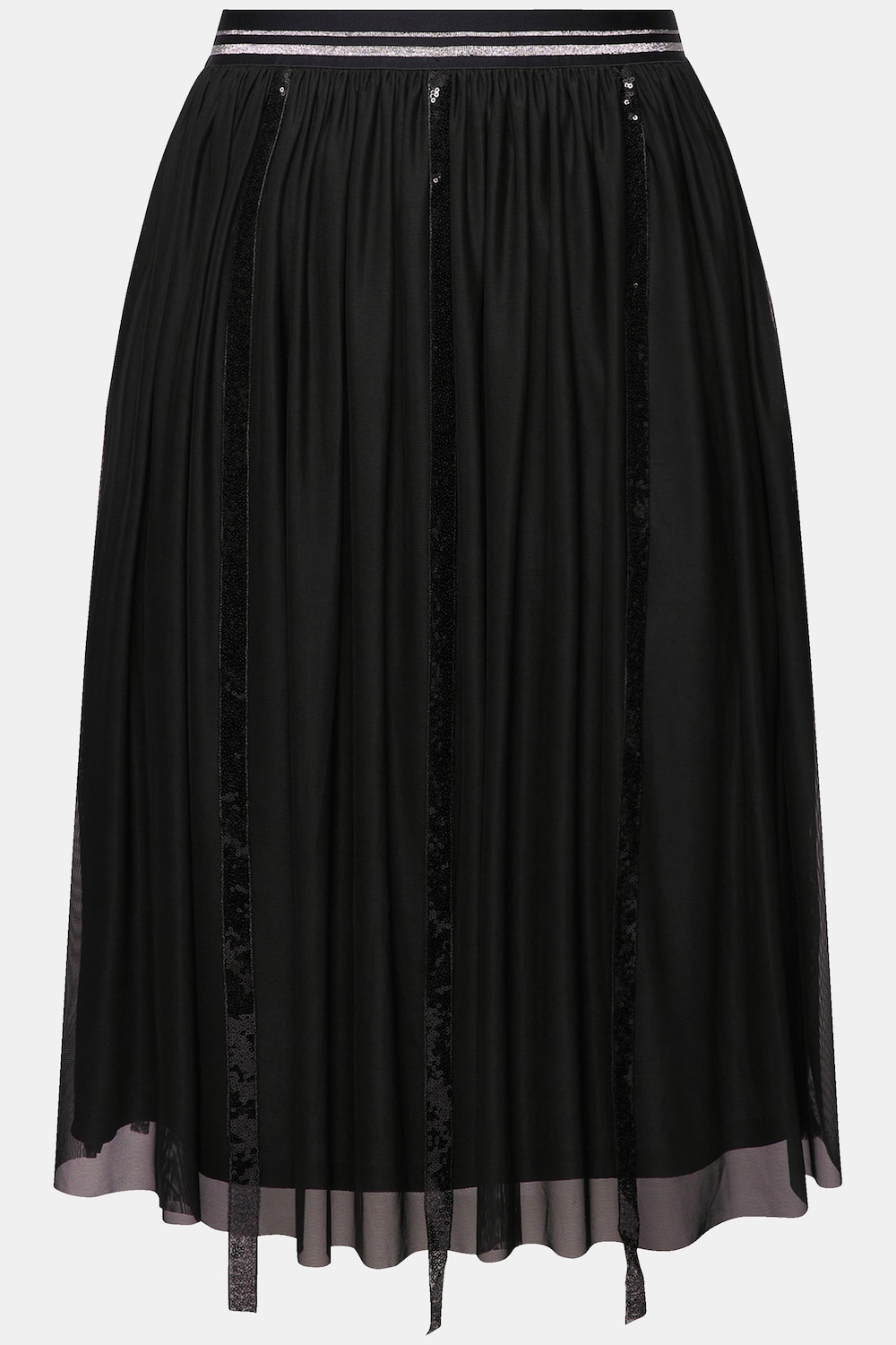 Stora storlekar Meshkjol, Dam, svart, storlek: 46, Polyester, Mia Moda