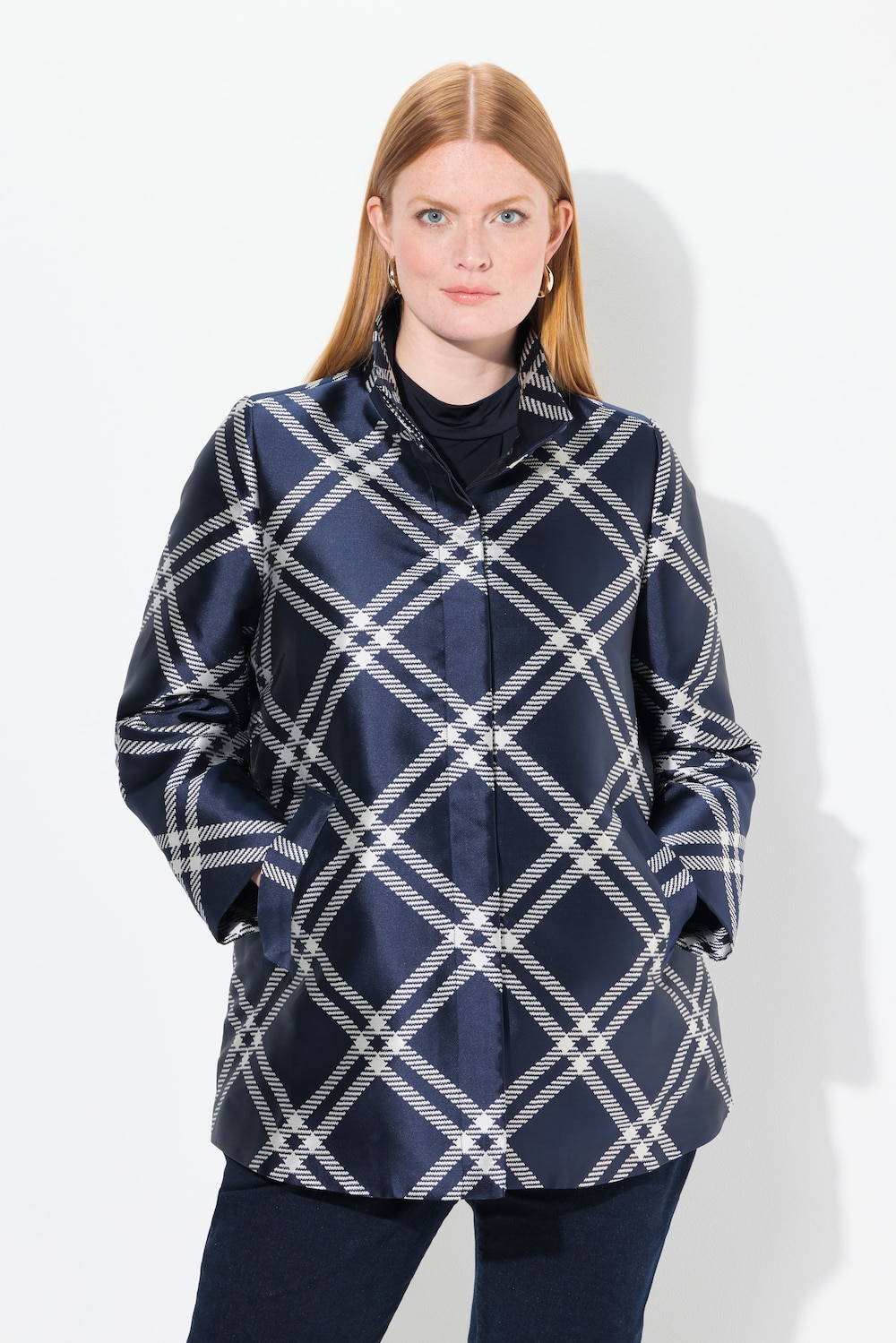 Große Größen Jacke, Damen, blau, Größe: 54/56, Baumwolle/Viskose/Polyester, Ulla Popken