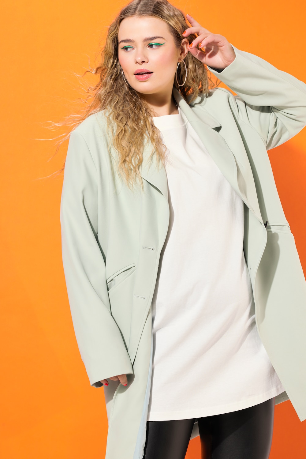 Große Größen Longblazer, Damen, türkis, Größe: 42/44, Polyester/Viskose, Studio Untold