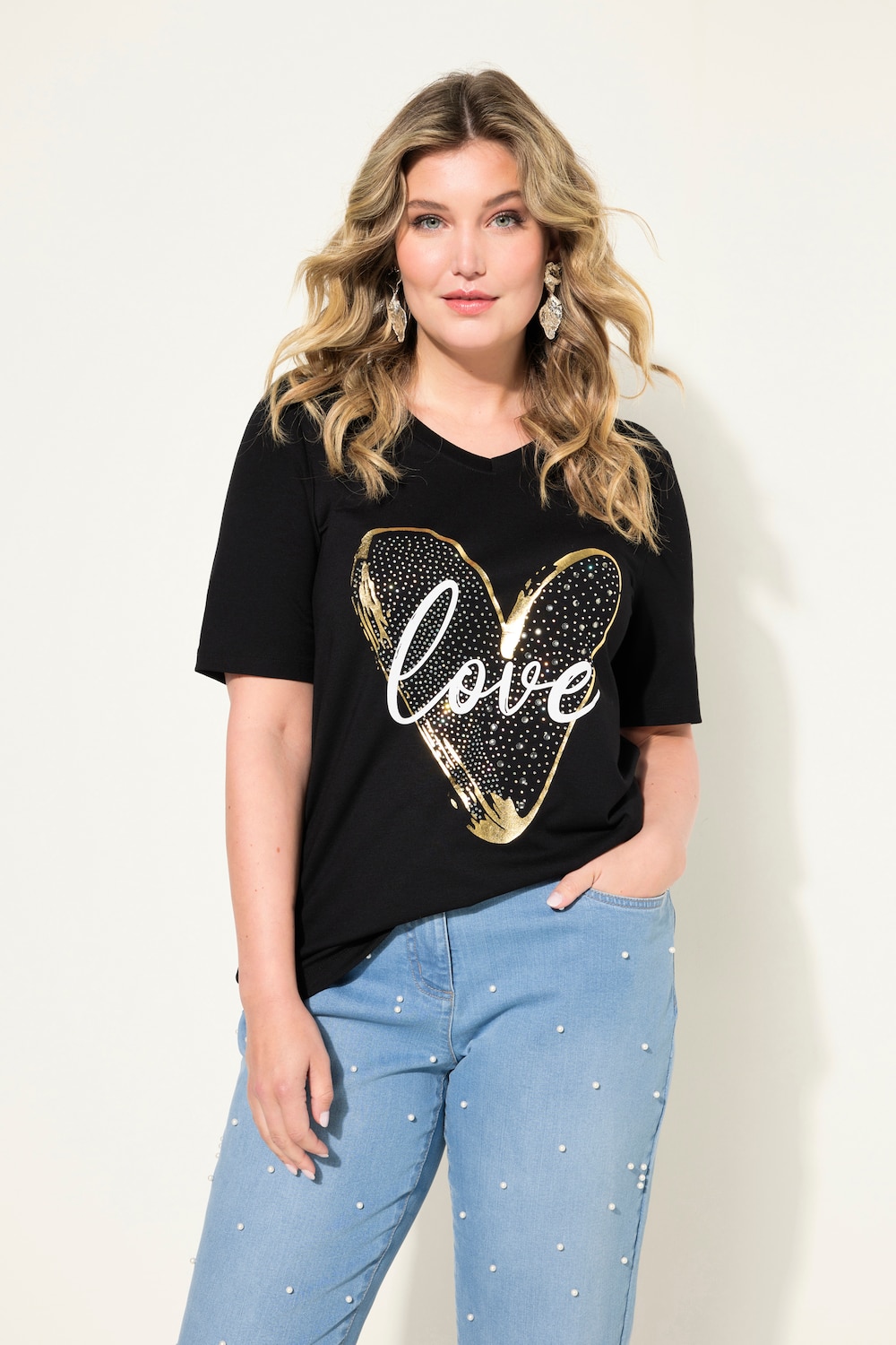 T-shirt, A-lijn, LOVE hart, korte mouwen