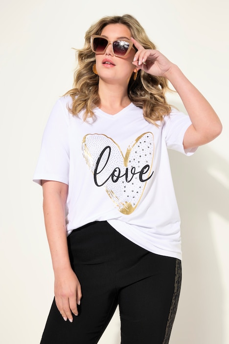 T-Shirt, A-Linie, LOVE Herz, Halbarm