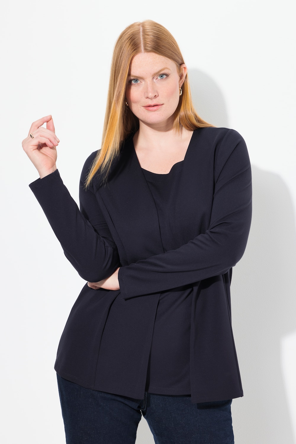 Große Größen 2-in-1-Sweatjacke, Damen, blau, Größe: 54/56, Viskose/Synthetische Fasern, Ulla Popken