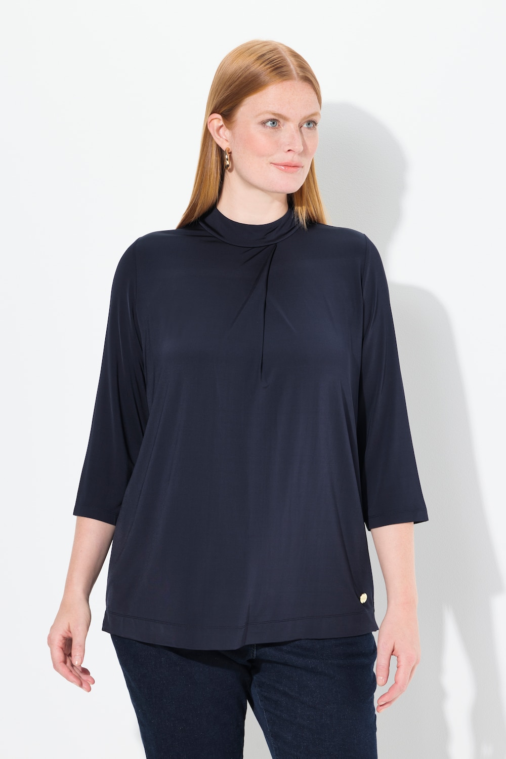 Große Größen Slinky-Blusenshirt, Damen, blau, Größe: 46/48, Viskose, Ulla Popken