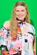Skjortebluse, oversized, Color-print, langærmet