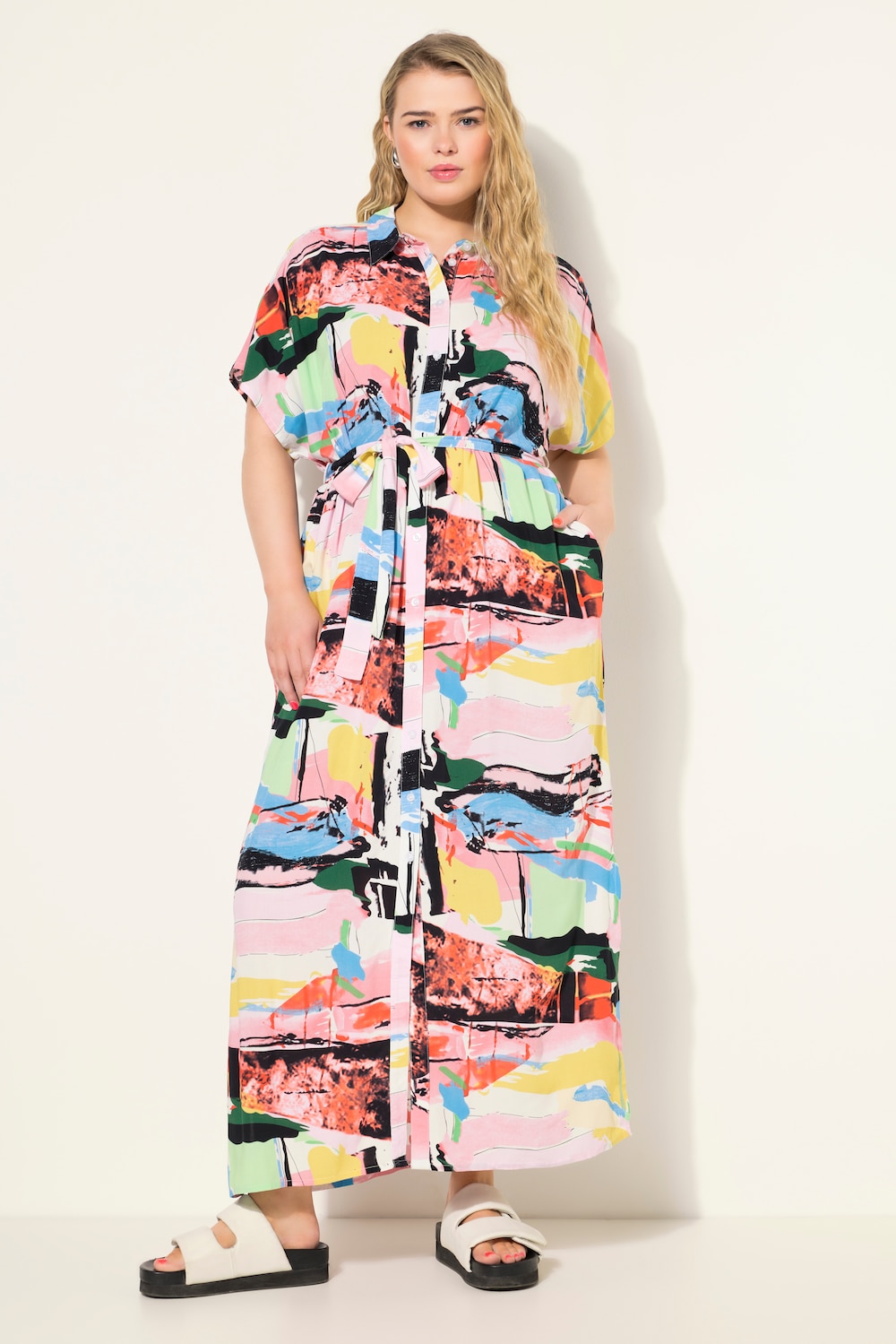 Hemdblusen-Maxikleid, oversized, Color-Print