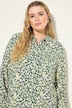 Skjortebluse, kasseform, leopard-print, lange ærmer