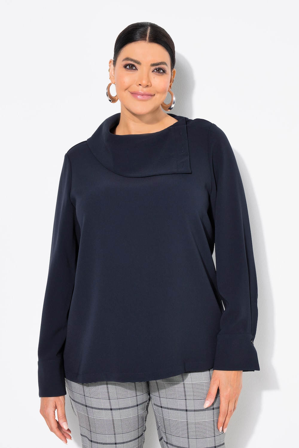 Große Größen Acetat-Bluse, Damen, blau, Größe: 54/56, Kunstseide/Polyester, Ulla Popken