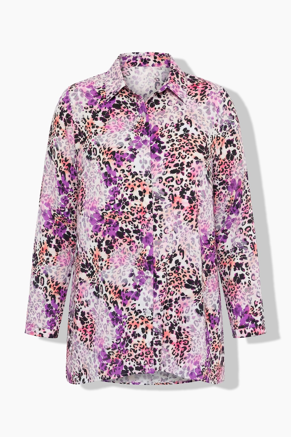 Stora storlekar Blus med blommönster och långa ärmar, Dam, vit, storlek: 58, Viskos, Mia Moda
