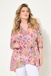 Bluse, A-form, blomsterprint, lange ærmer