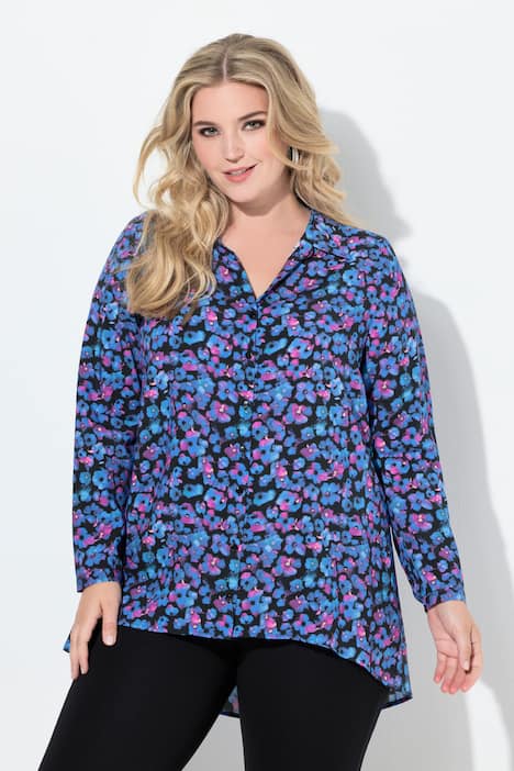 Blouse, A-lijn, strikjesprint, lange mouwen