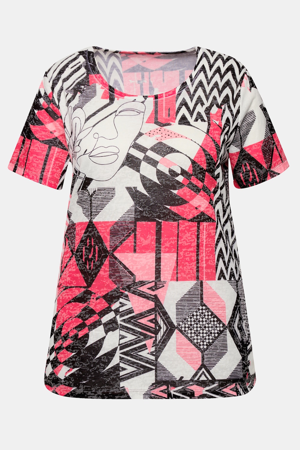 Stora storlekar T-shirt, Dam, röd, storlek: 44, Polyester/Viskos, Mia Moda