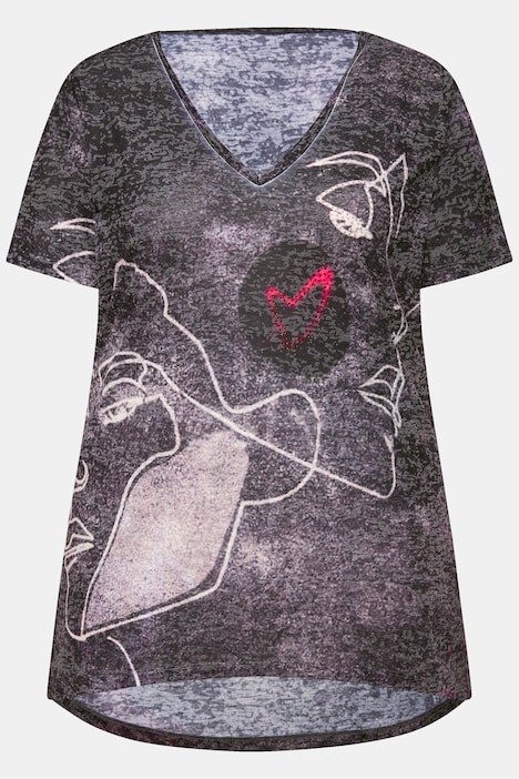 Half-Sleeve Face Print T-Shirt