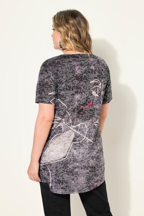 Half-Sleeve Face Print T-Shirt