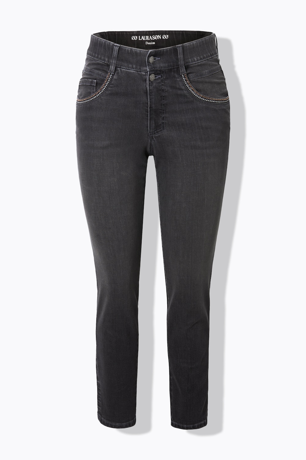 Stora storlekar Jeans, Dam, grå, storlek: 56, Bomull, LAURASON
