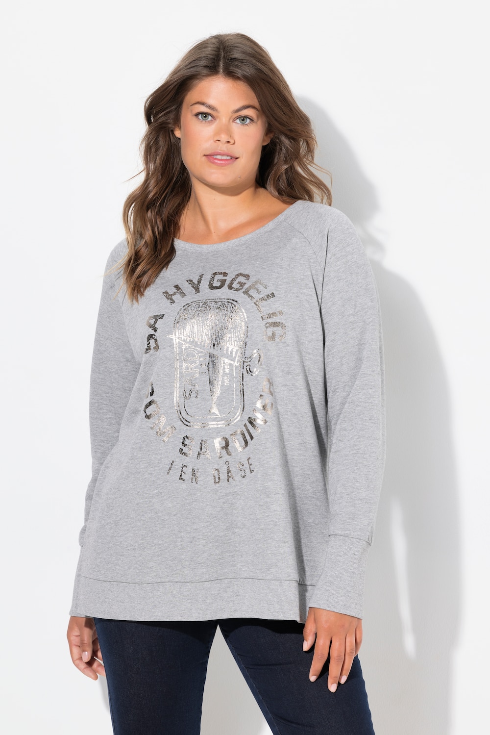 Große Größen Sweatshirt, Damen, grau, Größe: 3XL, Baumwolle/Viskose, LAURASON