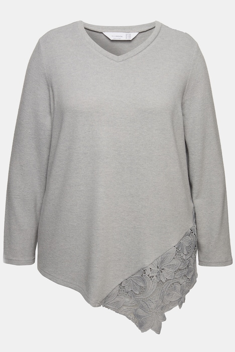 A-line sweater with lace insert and  long sleeves