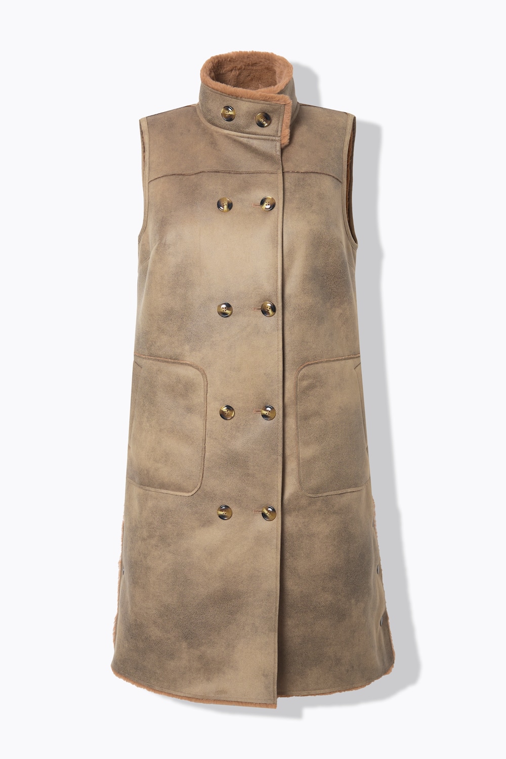 Stora storlekar Vändbar väst, Dam, brun, storlek: 50/52, Polyester, Mia Moda