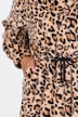Jakke, A-linje, leopard-vevd pels, paljettstjerne bak