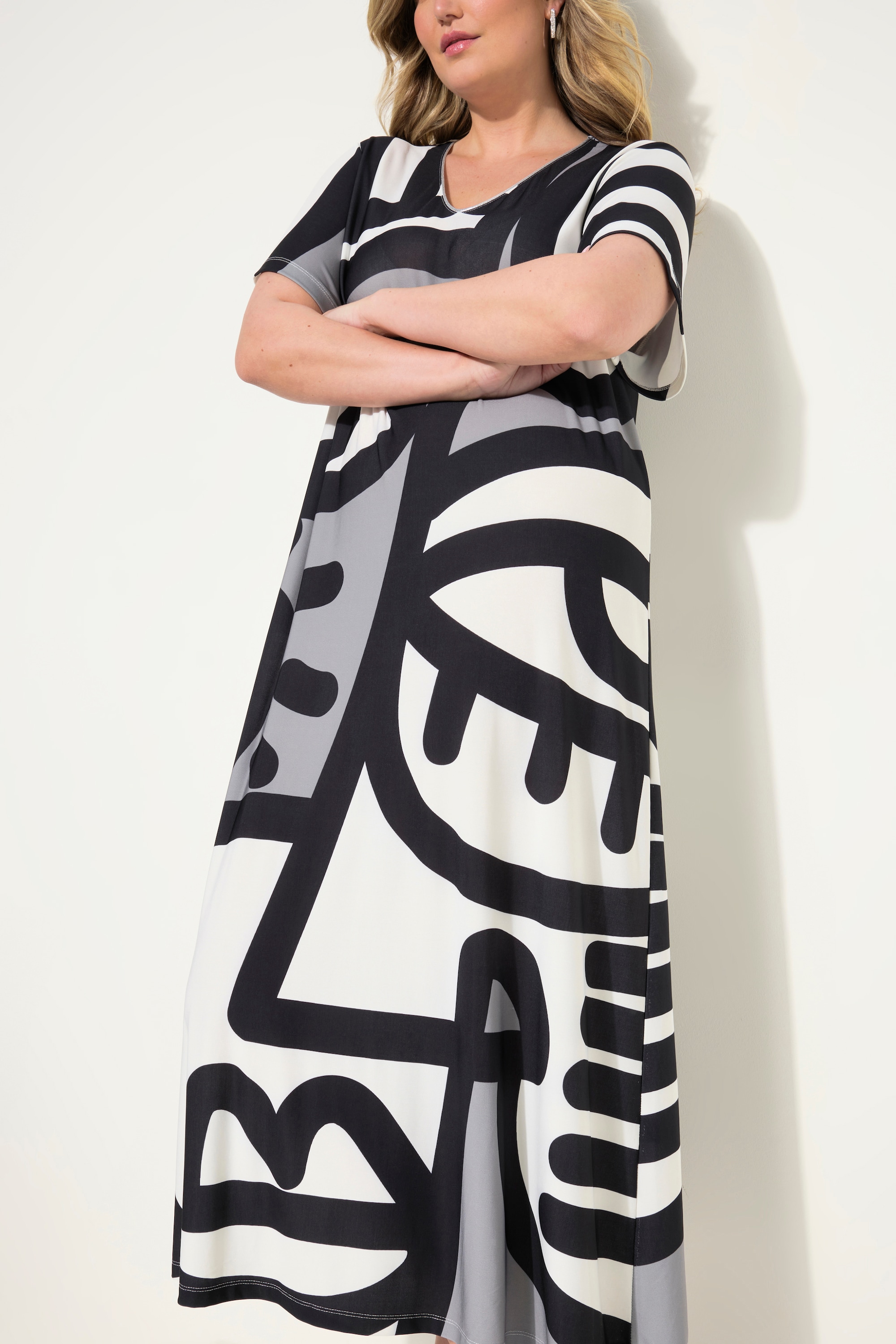 MIAMODA Damen große Größen Midikleid A Linie Grafikdruck 833996
