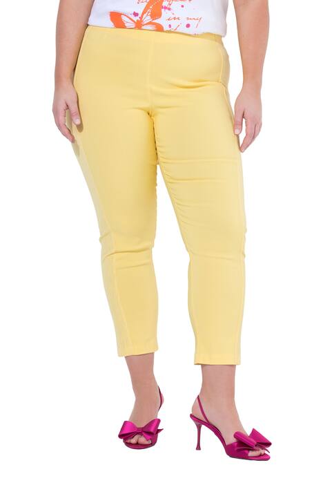 Bengalínové kalhoty, elastický Slim střih, metalický potisk