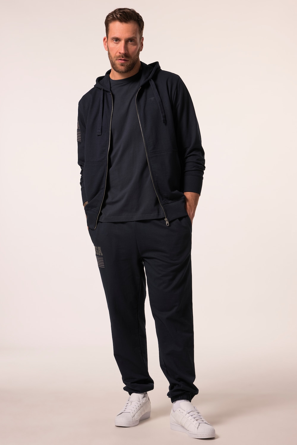 Stora storlekar Hoodie, Her, blå, storlek: 3XL, Bomull/Polyester, JAY-PI