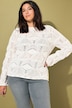 Pullover, oversized, Ajour-Strick, Rollkanten