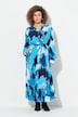 Maxikleid, Krepp, Oversized, Tunika-Ausschnitt, Langarm