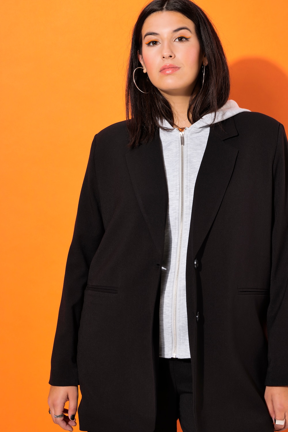 Große Größen Blazer, Damen, schwarz, Größe: 46/48, Polyester/Viskose, Studio Untold