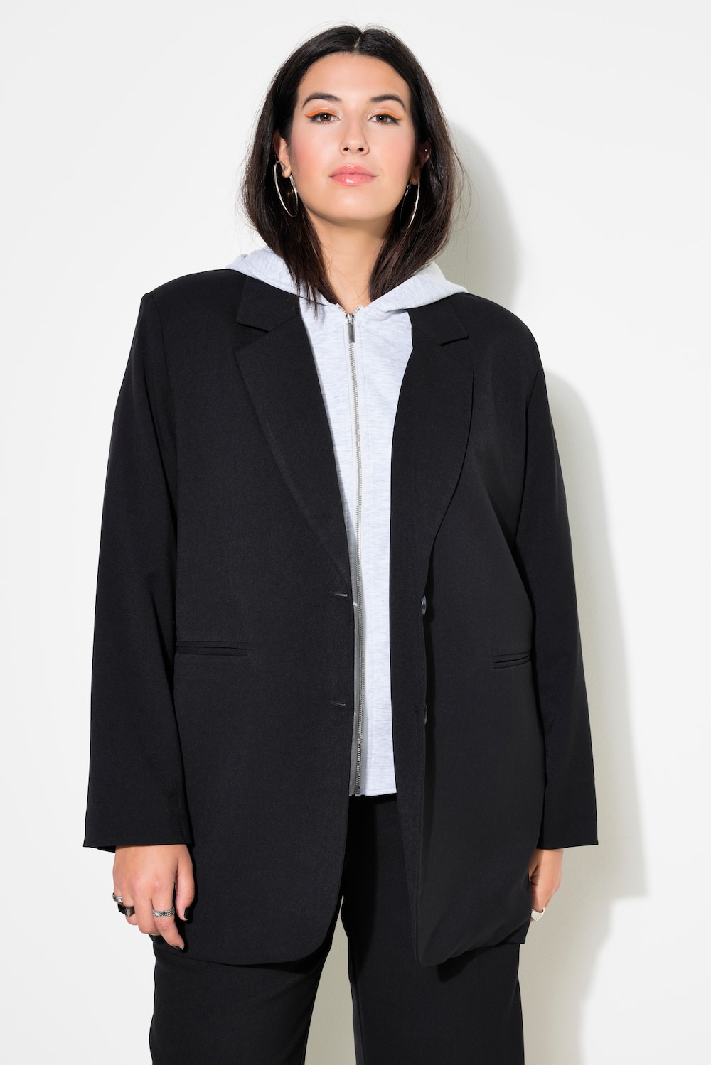 Blazer, oversized, Kapuze